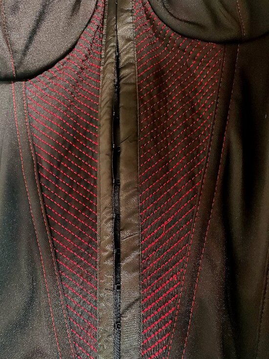 Bustier Corset – Black with Red Stitching & Ribbon Tie– Size L – NWT - Picture 4 of 16